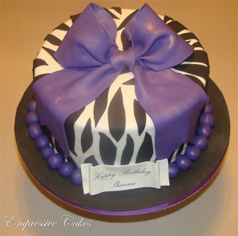 Empressive Cakes: Zebra Print cake with purple bow