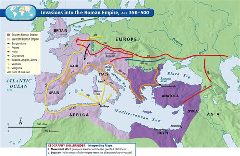 Invasions into the Roman Empire, A.D. 350-500 | Map activities, Roman ...