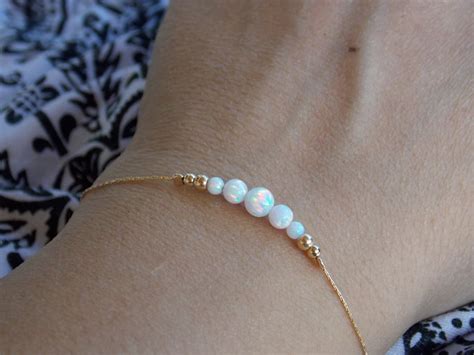 Opal Bracelet, Opal Bead Bracelet, Minimal Bracelet, Opal Gold Bracelet, Tiny Opal Bracelet ...