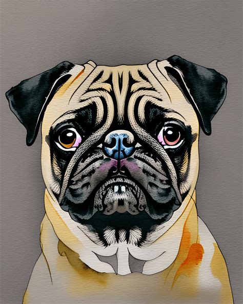 Pug Dog Watercolor Graphic · Creative Fabrica