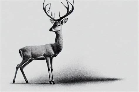 Premium Photo | Deer pencil drawing art 3D rendering raster illustration