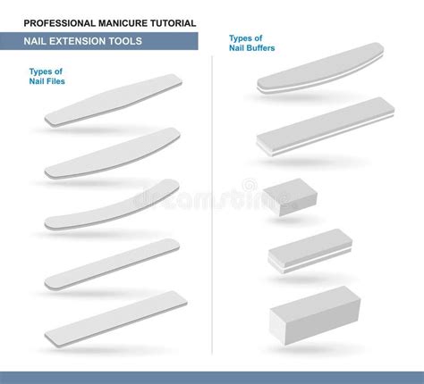 Different Types of Nail Files and Nail Buffers. Manicure and Pedicure Care Tools Stock Vector ...