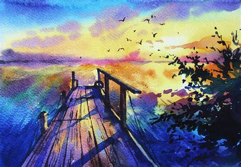 Watercolor Sunset For Beginners at GetDrawings | Free download