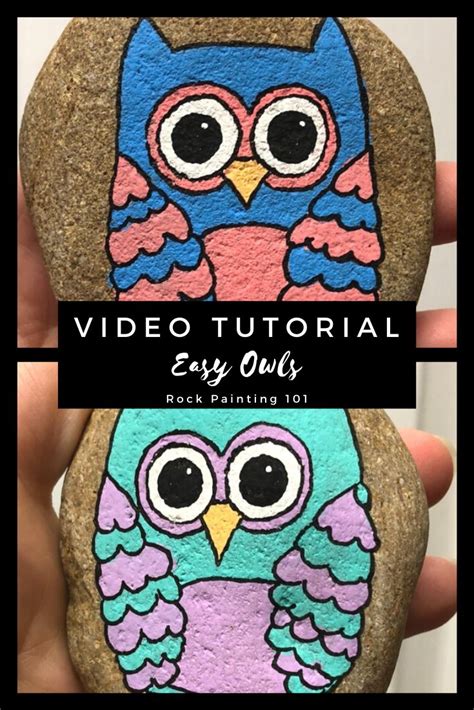 EASY Owl Rock Painting Tutorial for beginners | Rock painting tutorial, Painted rocks, Owl painting