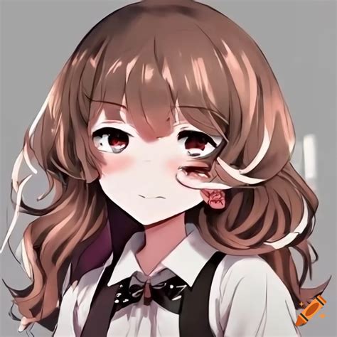 Short wavy brown hair anime girl pfp cute on Craiyon