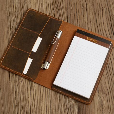 Personalized leather notebook journal refillable 5x8, legal pad cover, - Extra Studio