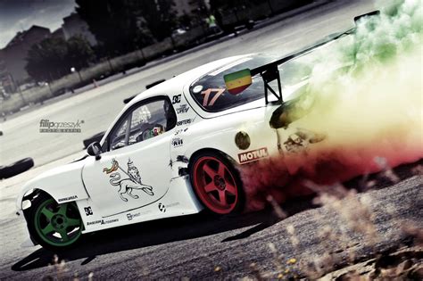 Mazda RX 7, Drift, Rastafari, Krzysztof Terej, Car Wallpapers HD / Desktop and Mobile Backgrounds