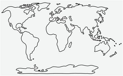 World Map Drawing Outline