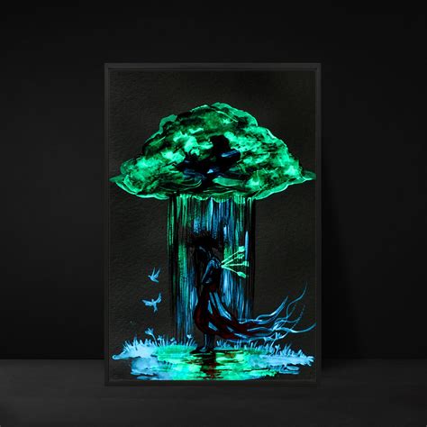 Inner Rain Glow in the Dark Art Romantic Print Glow in the - Etsy