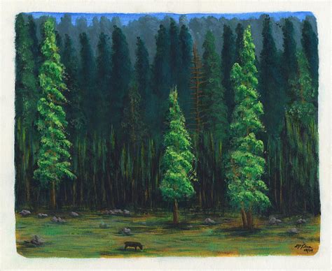 Pine Forest Painting by Lawrence Fina