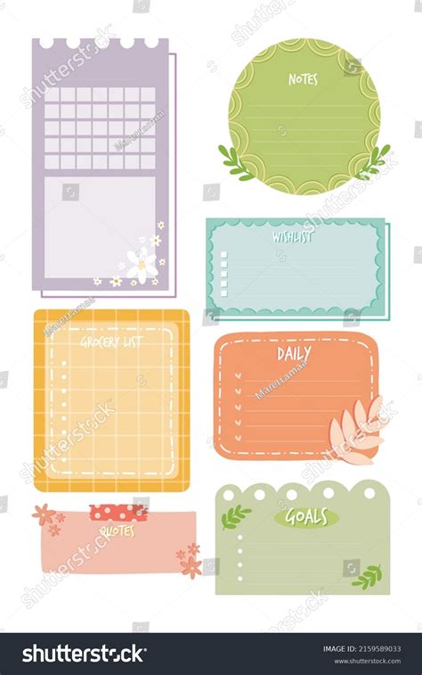 Cute Pastel Notes Planner Stock Vector (Royalty Free) 2159589033 | Shutterstock