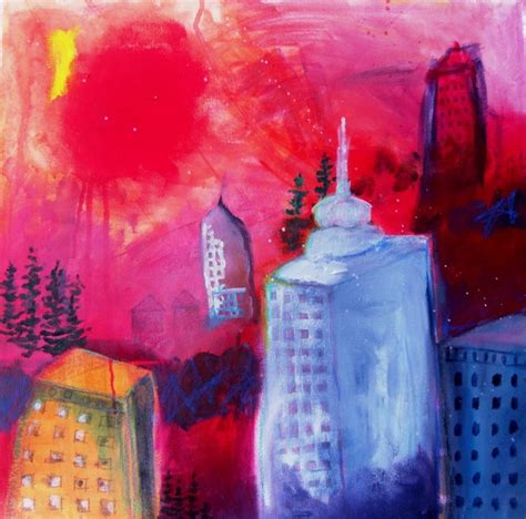 Abstract Cityscape Original Acrylic Painting on Canvas Urban