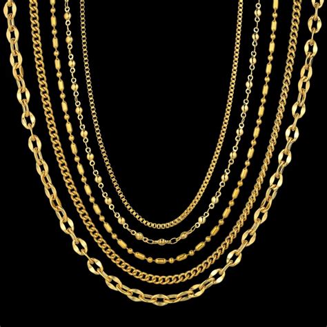 5 Types of Mens Womens Gold Chain Necklace For Women/Men Trendy Necklace Gold Color Stainless ...