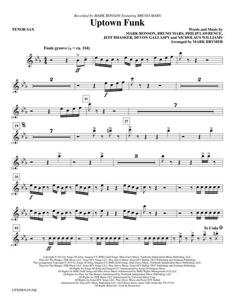 Uptown Funk - Tenor Saxophone | Sheet Music Direct