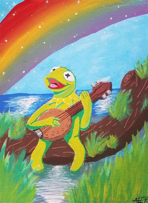 Rainbow Connection Kermit the Frog Painting - Etsy