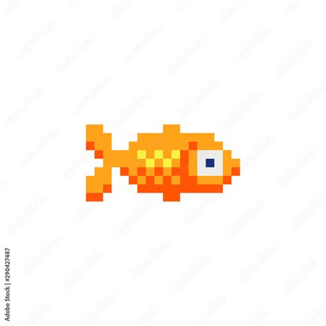 Fish character, aquarium fish logo pixel art icon. Isolated vector illustration. Design elements ...