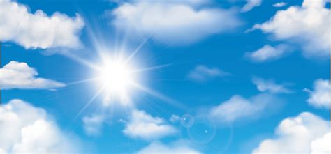 Sunny background, blue sky with white clouds and sun 4614913 Vector Art at Vecteezy