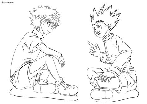 Killua Zoldyck and Gon Freecss Coloring Page - Free Printable Coloring Pages