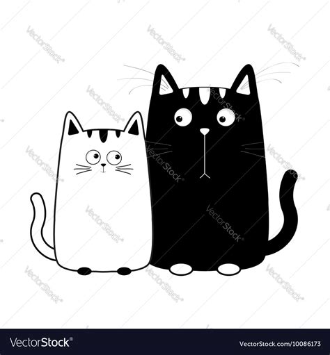 Cute cartoon black white cat boy and girl Kitty Vector Image