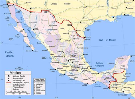 Large size Map of Mexico showing the cities – Travel Around The World – Vacation Reviews