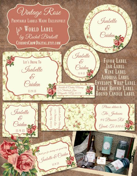 Free Vintage Rose Label Printables by Rachel Birdsell | Worldlabel Blog