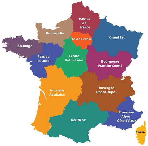 Map of France regions: political and state map of France