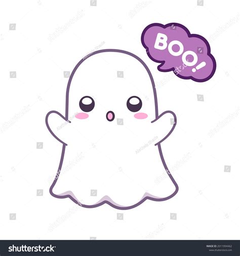 Cute Ghost Saying Boo Halloween Ghost Stock Vector (Royalty Free ...