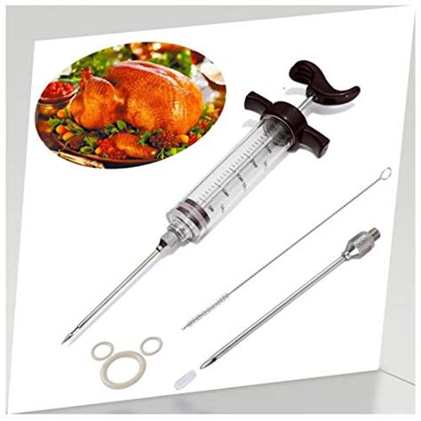 Plastic Meat Marinade Injector Syringe Andinor Flavor Injection Syringe kit with Basting Brush ...