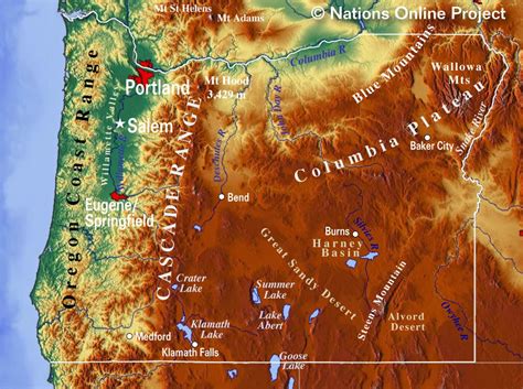 Map of the State of Oregon, USA - Nations Online Project