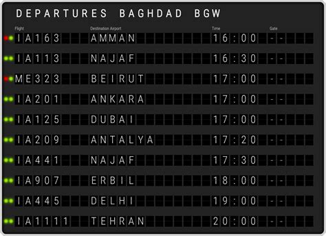 Baghdad Airport Departures [BGW] Flight Schedules & departure