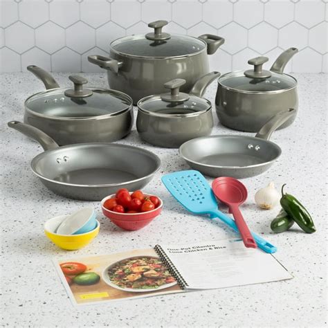 Tasty Non-Stick 16-Piece Cookware Set, Diamond-Reinforced, Dishwasher ...