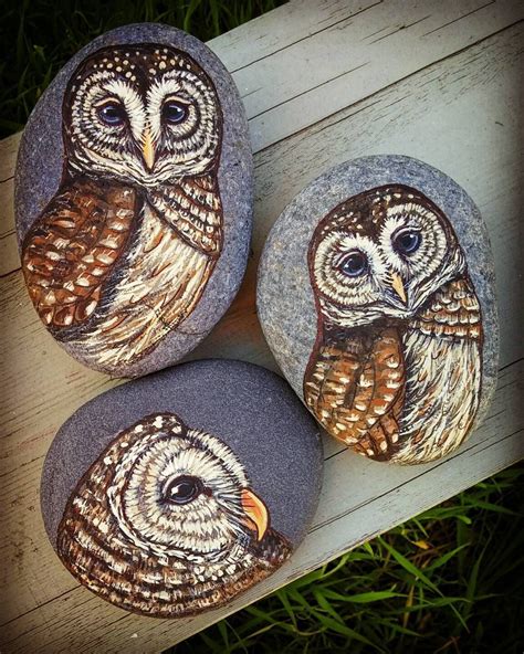 Owl painted rocks Rock Painting Patterns, Rock Painting Ideas Easy, Rock Painting Designs, Owl ...