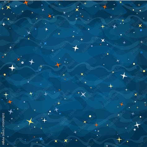 Cartoon space seamless background with colorful stars. Night starry sky ...