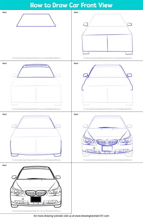 How to Draw Car Front View (Cars) Step by Step | DrawingTutorials101.com