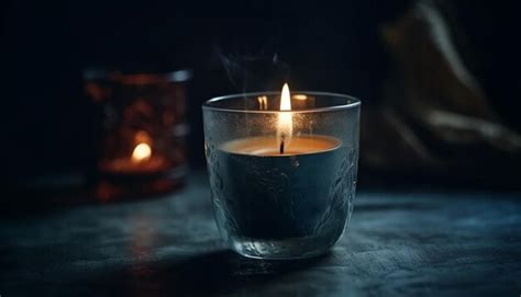 Premium Photo | Glowing candle illuminates dark night with warmth generated by AI