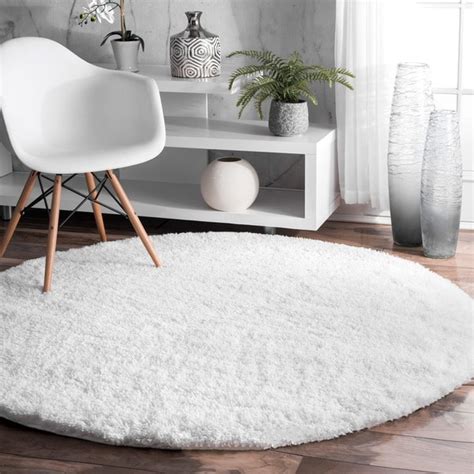 Shop Silver Orchid Rita Solid White Round Shag Area Rug - 5'3 round ...