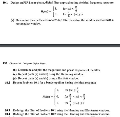 Design an FIR linear-phase, digital filter | Chegg.com