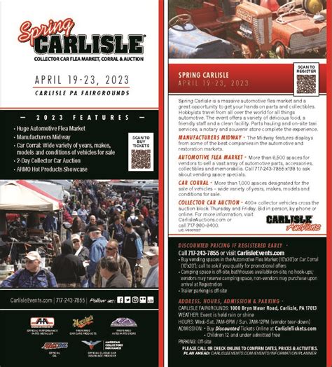 4-19-23-2023 Carlisle, PA 2023 Rack Card Spring - CarShowNationals.com