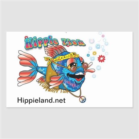 Hippie Fish Rectangular Sticker | Zazzle | Hippie, Stickers, Dog bowtie