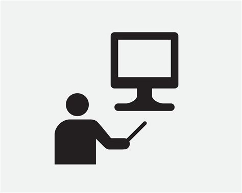 Screen Presentation Icon. Black and White Training Seminar Presenter School Teacher Sign Symbol ...