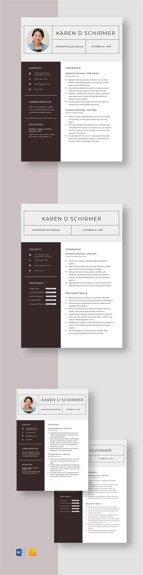 Electrician Resume Template - Illustrator, InDesign, Word, Apple Pages ...