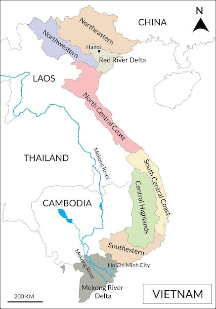 Premium Vector | Map of Vietnam with Mekong River