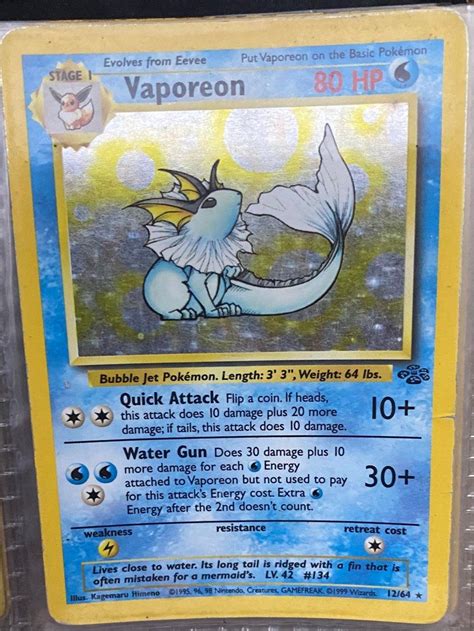 Pokemon Card- Vaporeon, Hobbies & Toys, Toys & Games on Carousell