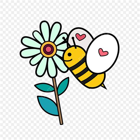 Cute Honey Bee Clipart Hd PNG, Cartoon Style Cute Bee Flower Collecting Honey, Cute Bee, Spring ...