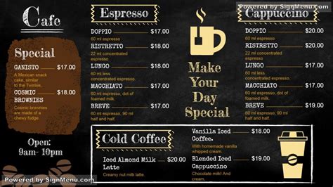 Coffee Shop Menu Board Design