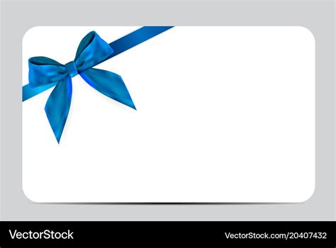 Blank gift card template with blue bow and ribbon Vector Image