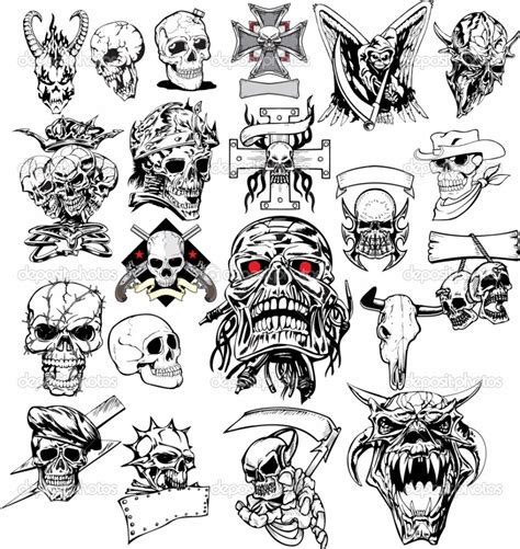 Many Skull Tattoo Sketch Design