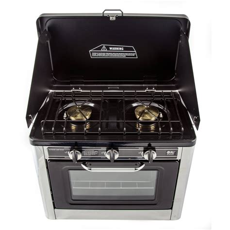 NJ CO-01 Portable Camping 2in1 Gas Stove 2 Burners and Oven Stainless Steel for Outdoor - NJ ...