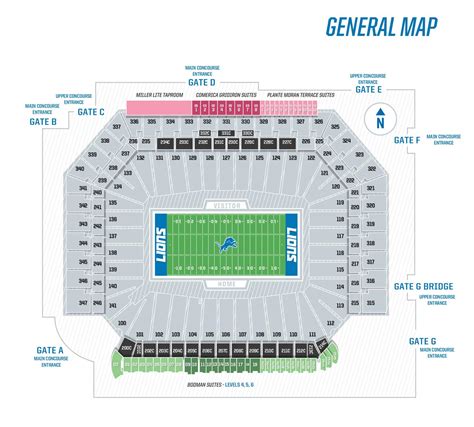 Detroit Lions Interactive Seating Chart with Seat Views