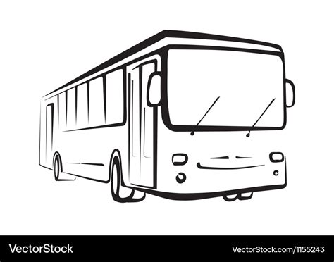 Bus sketch isolated oi black outlines Royalty Free Vector